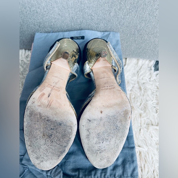 Miu Miu gold and silver maryjane heels size 7 - Picture 5 of 7